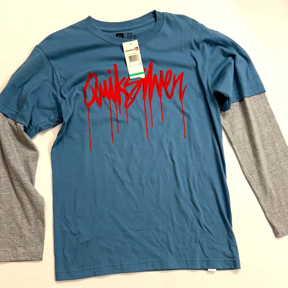 Quiksilver Red and Blue Kids Long Sleeve Tee